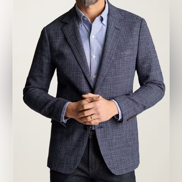 Bonobos Italian Unconstructed Blazer Slim Fit Linen Navy Basketweave 42R
